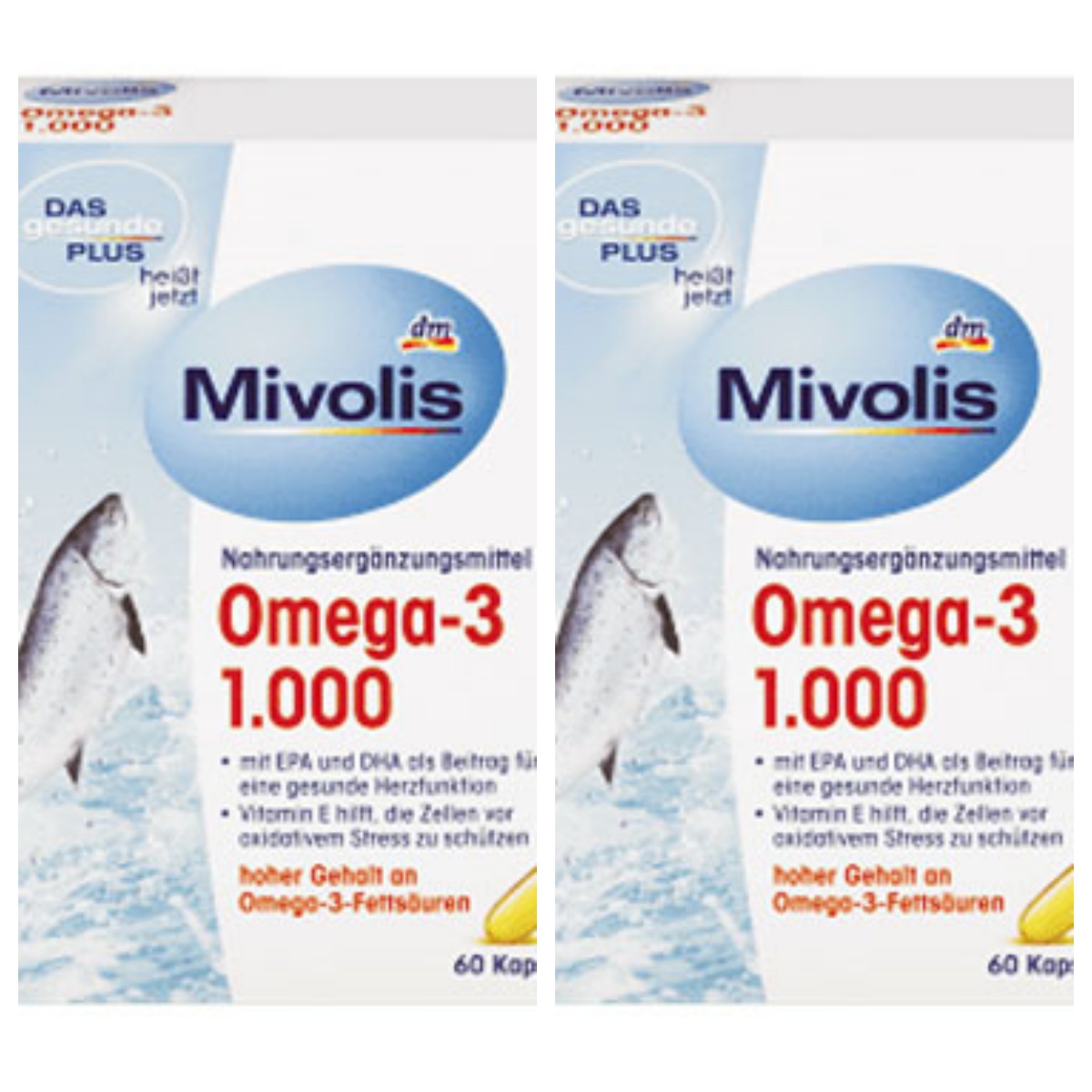德国原装进口 Mivolis欧米茄-3 1000深海鱼油软胶囊60粒两盒起售
